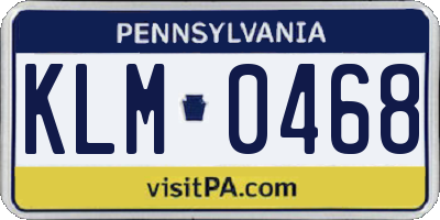 PA license plate KLM0468