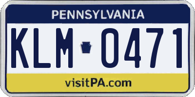 PA license plate KLM0471