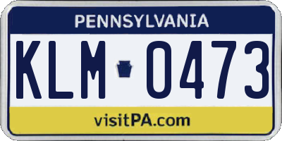 PA license plate KLM0473