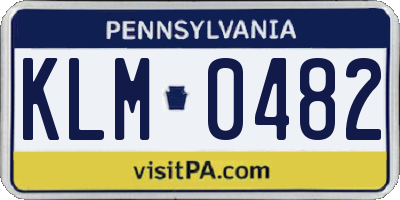 PA license plate KLM0482