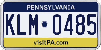 PA license plate KLM0485