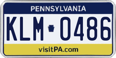 PA license plate KLM0486