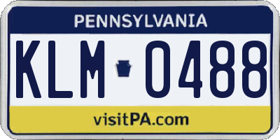 PA license plate KLM0488