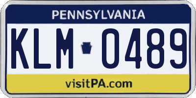 PA license plate KLM0489