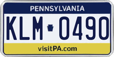 PA license plate KLM0490