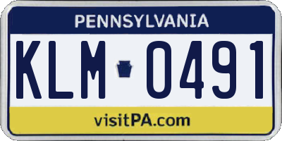 PA license plate KLM0491