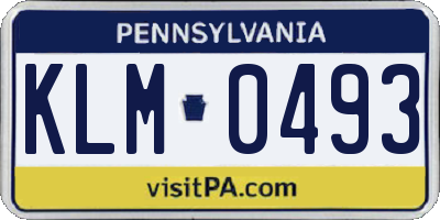 PA license plate KLM0493