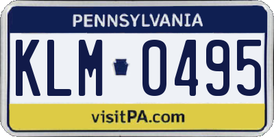 PA license plate KLM0495