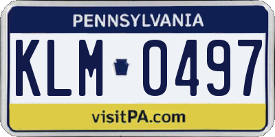 PA license plate KLM0497