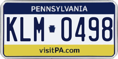 PA license plate KLM0498