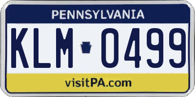 PA license plate KLM0499