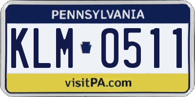 PA license plate KLM0511