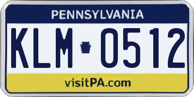 PA license plate KLM0512