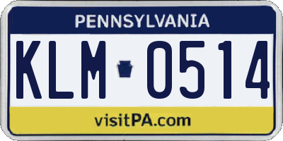 PA license plate KLM0514