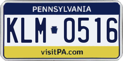 PA license plate KLM0516