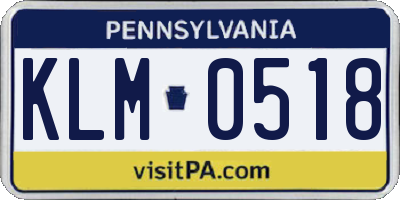 PA license plate KLM0518