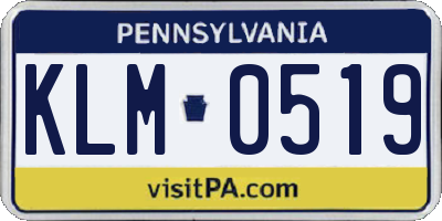 PA license plate KLM0519
