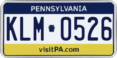 PA license plate KLM0526