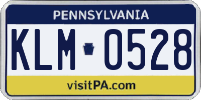 PA license plate KLM0528
