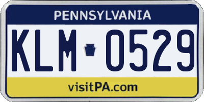 PA license plate KLM0529
