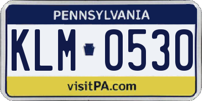 PA license plate KLM0530