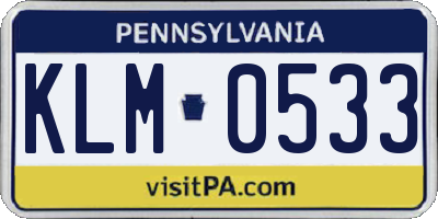 PA license plate KLM0533