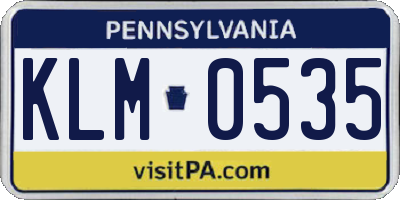 PA license plate KLM0535
