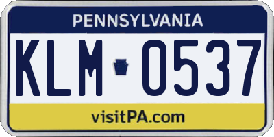PA license plate KLM0537