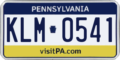 PA license plate KLM0541