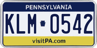 PA license plate KLM0542