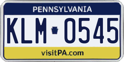 PA license plate KLM0545