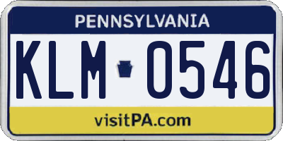 PA license plate KLM0546