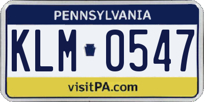 PA license plate KLM0547