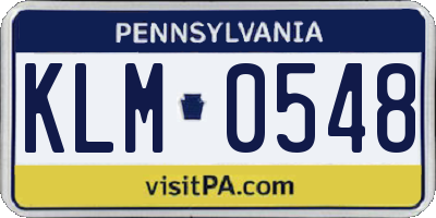 PA license plate KLM0548