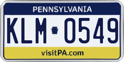 PA license plate KLM0549