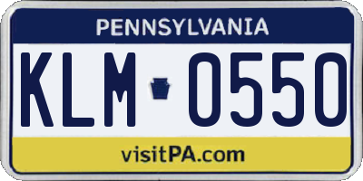 PA license plate KLM0550