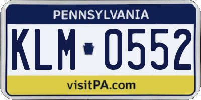 PA license plate KLM0552