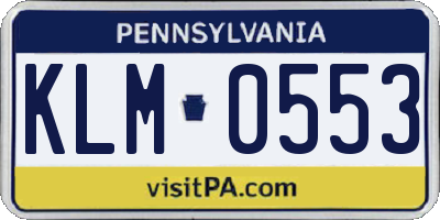 PA license plate KLM0553