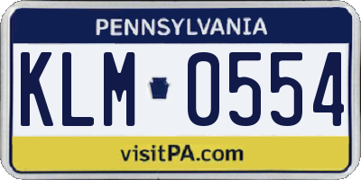 PA license plate KLM0554