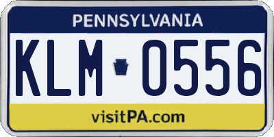 PA license plate KLM0556