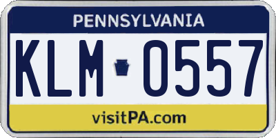 PA license plate KLM0557