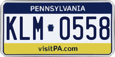 PA license plate KLM0558