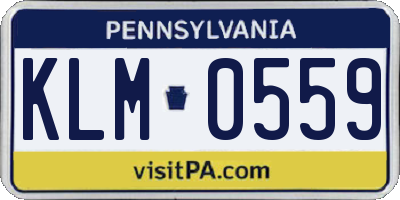 PA license plate KLM0559