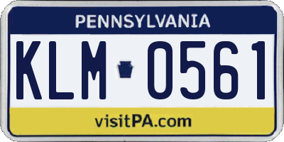 PA license plate KLM0561