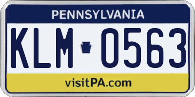 PA license plate KLM0563
