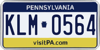 PA license plate KLM0564
