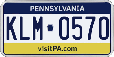 PA license plate KLM0570