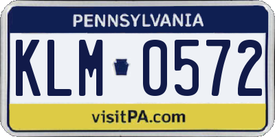 PA license plate KLM0572