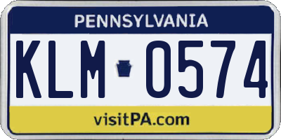 PA license plate KLM0574