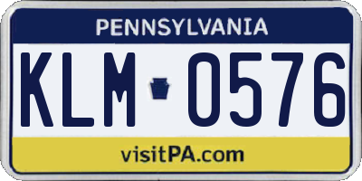 PA license plate KLM0576